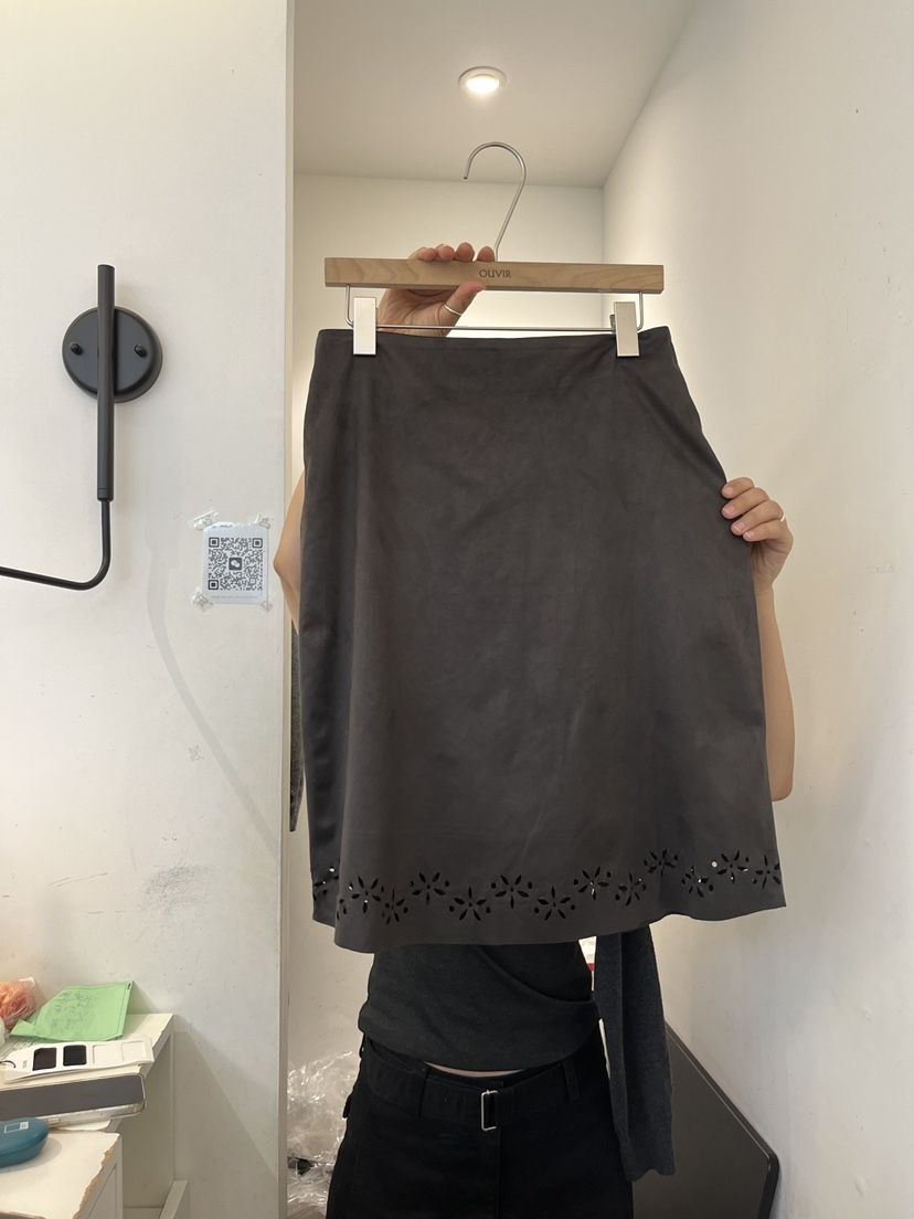 OUVIR東大門代購女士新款時尚人氣推薦半身裙中短裙麂皮鏤空O.V.R/OUVIR半身裙/中短裙