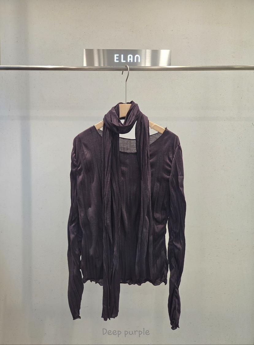 ELAN韓國代購女士新款推薦休閑時尚真品襯衫蕾絲衫含圍巾ELAN襯衫/蕾絲衫