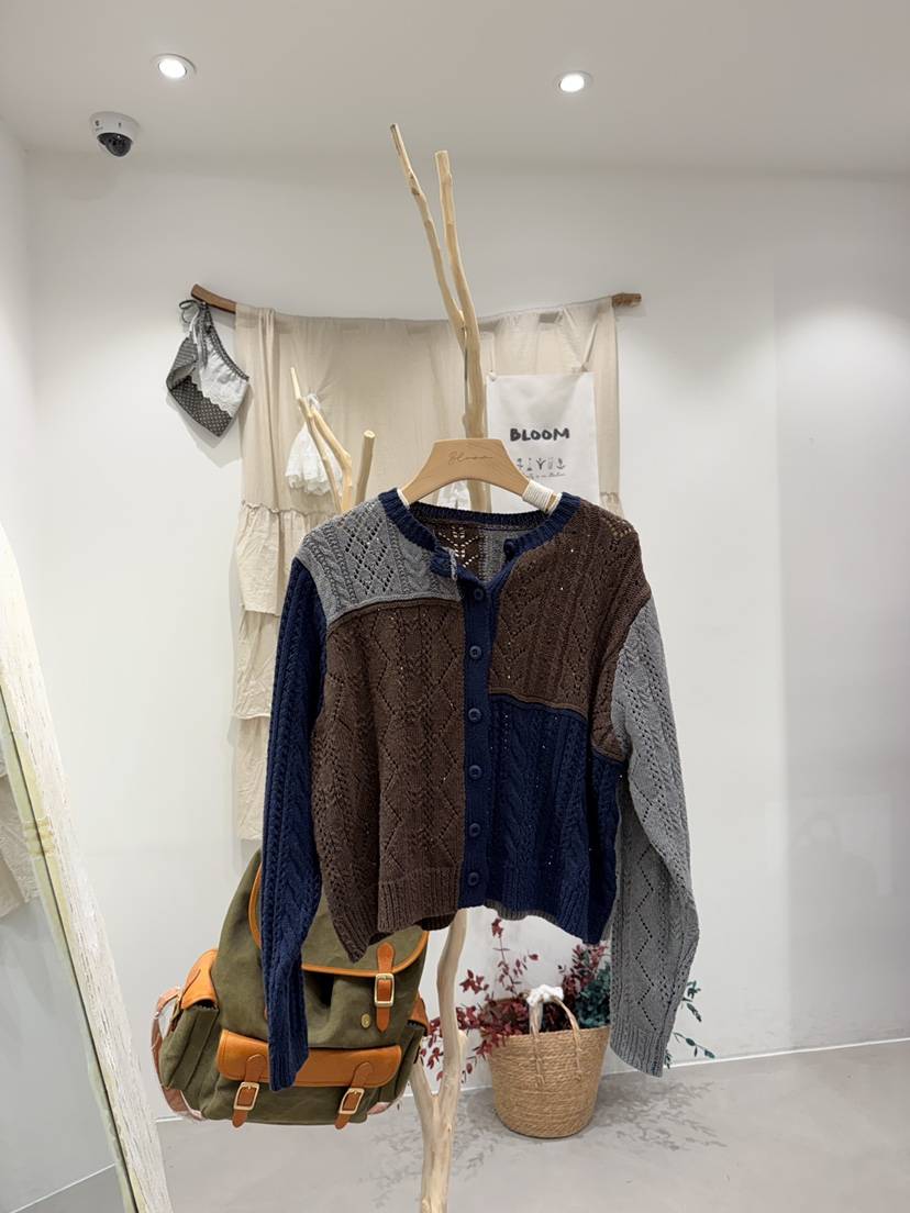 BLOOM韓國代購女士新品真品熱賣時尚推薦休閑開衫粗花呢開衫BLOOM-S開衫