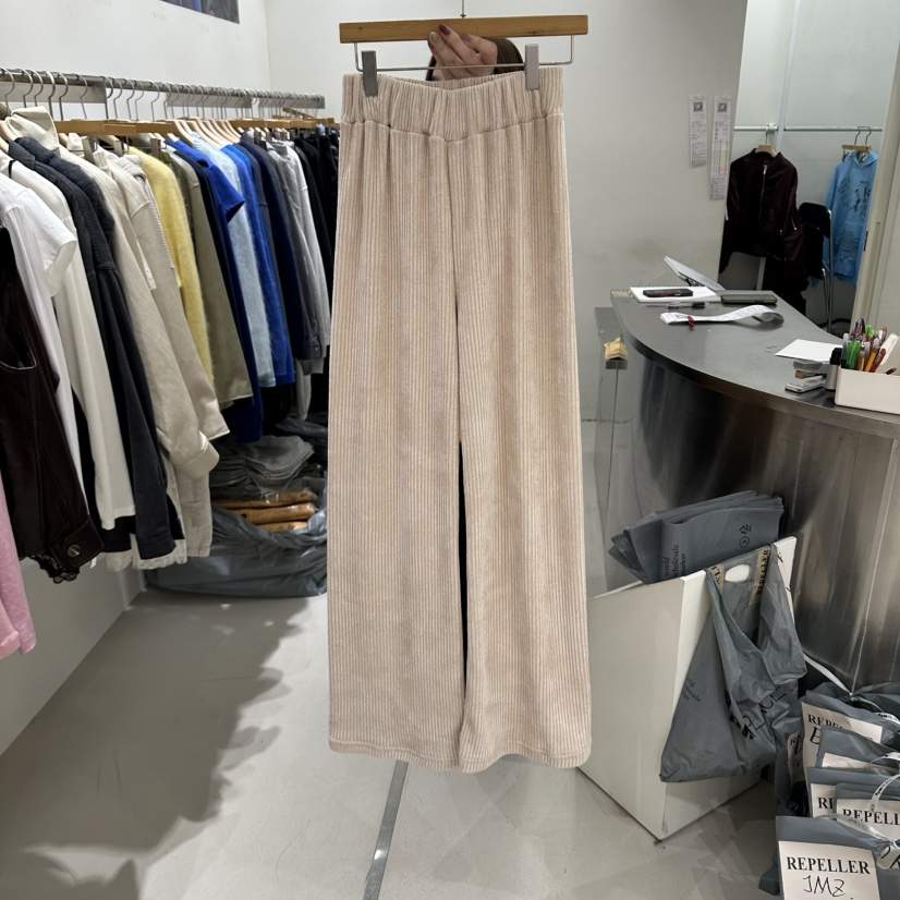 REPELLER韓國代購女裝新品時尚人氣休閑休閑褲天鵝絨羅紋REPELLER休閑褲