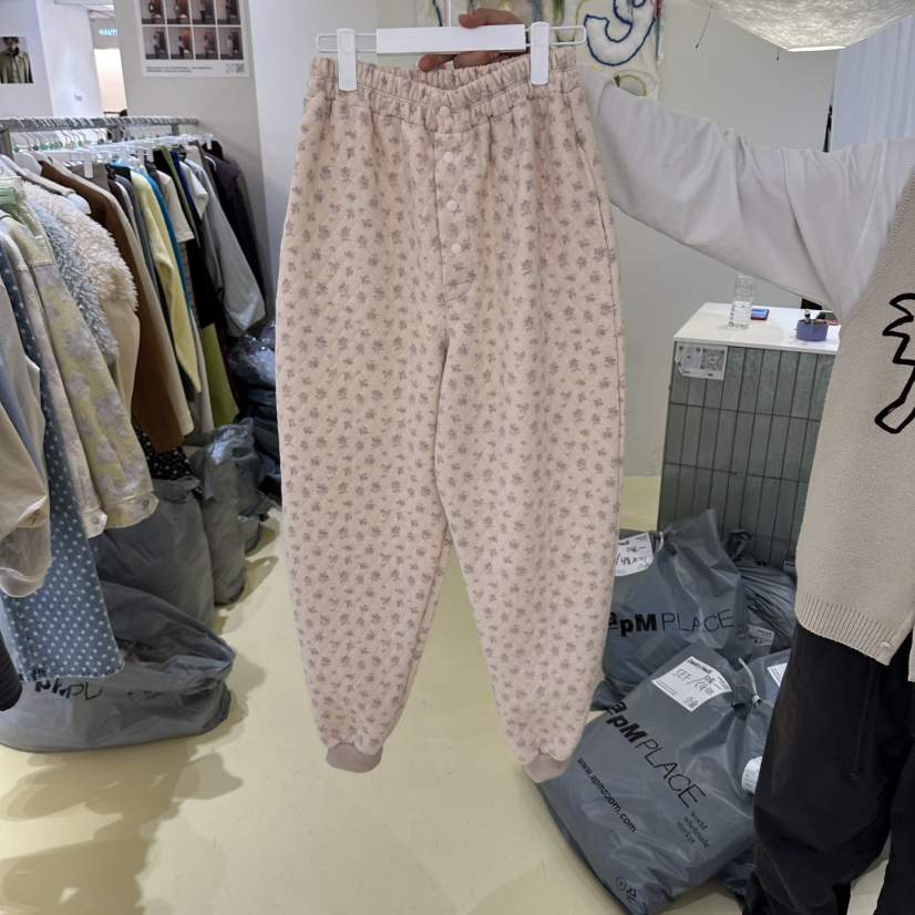 PANTRY HAUS韓國代購女裝新品人氣推薦休閑褲花朵絎縫運動PANTRY HAUS休閑褲