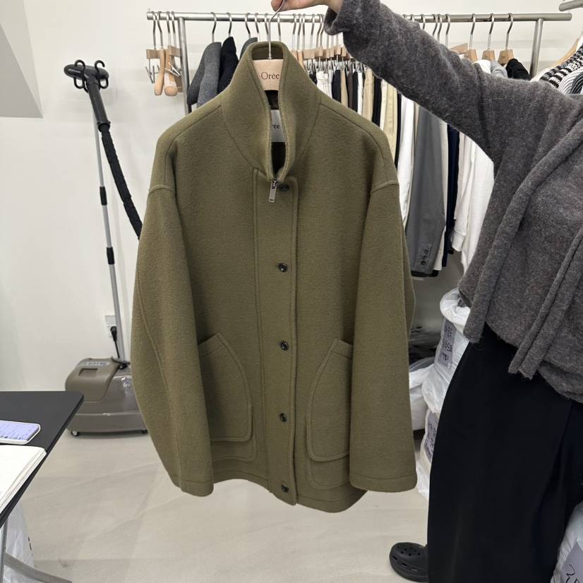 OREE韓國代購女士新品人氣熱賣休閑真品時尚短款大衣雙口袋Oree短款大衣
