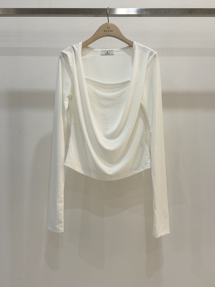 BLANC-A韓國直郵女裝新品人氣時尚真品休閑推薦長袖T恤褶皺BLANC-A長袖T恤