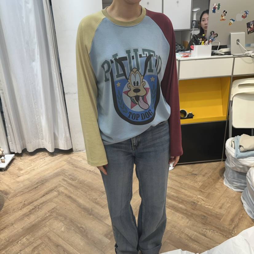 DE LINE韓國直郵女士新款時尚真品推薦熱賣長袖T恤插肩袖DE LINE長袖T恤