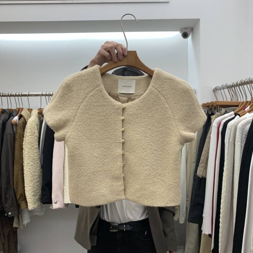 DRESS ROOM韓國代購女裝新款真品熱賣人氣時尚開衫粗花呢DRESS ROOM開衫
