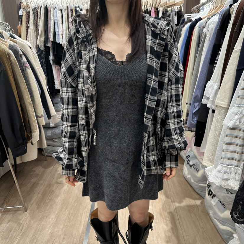 HANSUNGHYUN東大門直郵女士新品時尚休閑襯衫蕾絲衫連帽衫HANSUNGHYUN襯衫/蕾絲衫