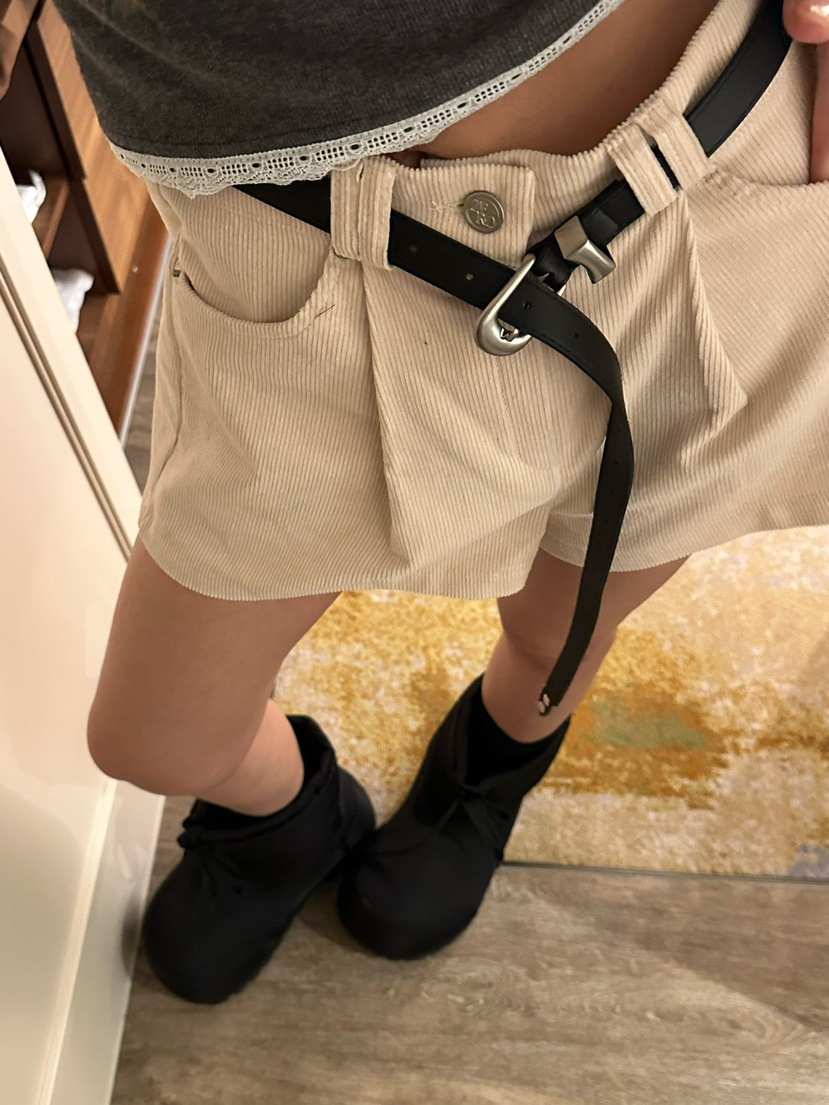 ZEROZERO東大門實拍女士新品休閑短褲不含腰帶燈芯絨褶裥ZEROZERO短褲