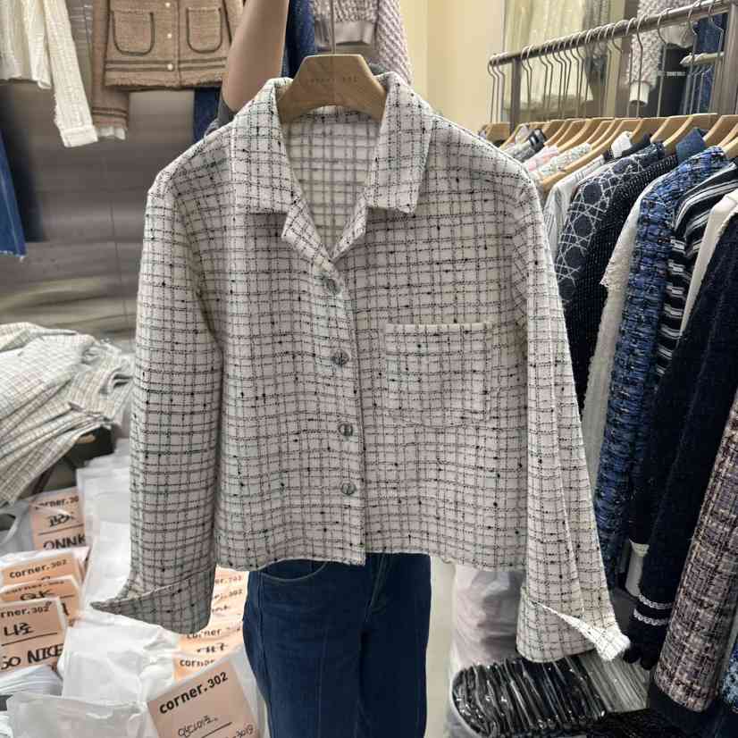 CORNER韓國代購女裝新品真品人氣休閑時尚夾克粗花呢格紋CORNER.302夾克