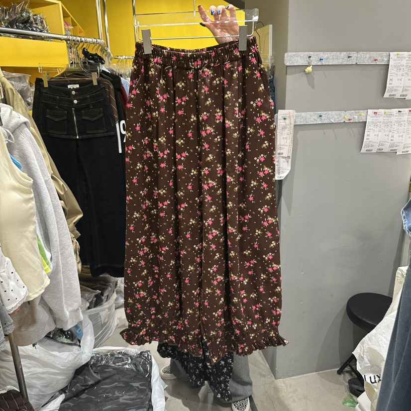 MOMAZU東大門代購女士新款休閑熱賣真品時尚休閑褲花朵褶邊MOMAZU休閑褲