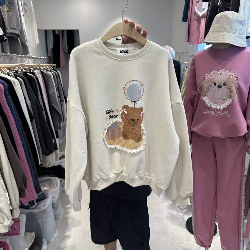 EVE韓國代購女裝新款真品時尚推薦人氣熱賣休閑衛衣加絨EVE衛衣