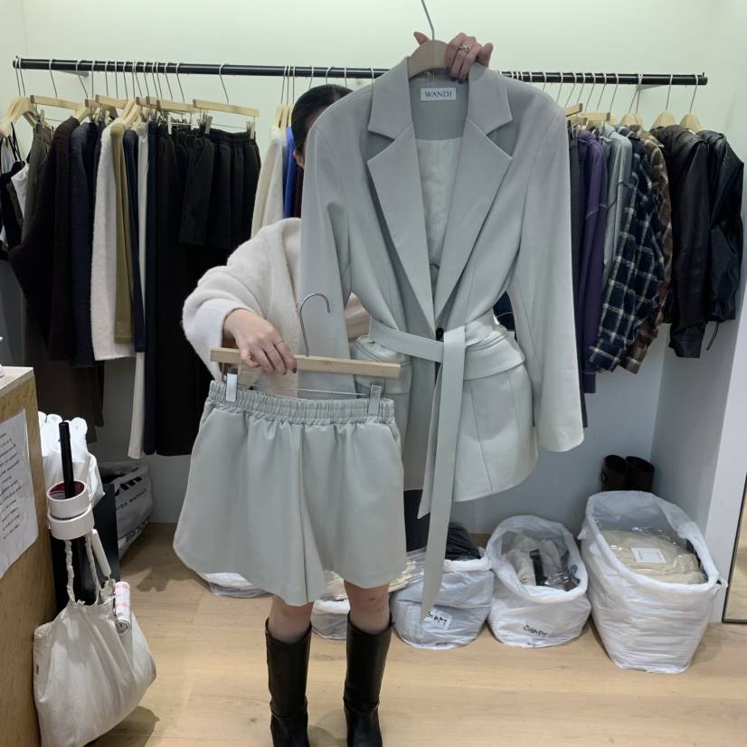 W AND J韓國代購女士新品人氣推薦熱賣套裝不含內搭含腰帶WANDJ套裝
