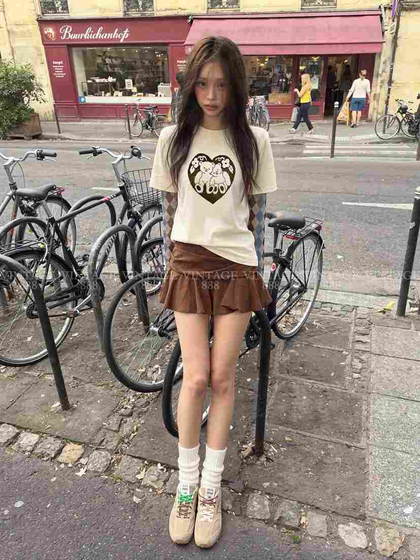 VINTAGE 888韓國直郵女裝新款休閑真品人氣長袖T恤假兩件VINTAGE 888長袖T恤