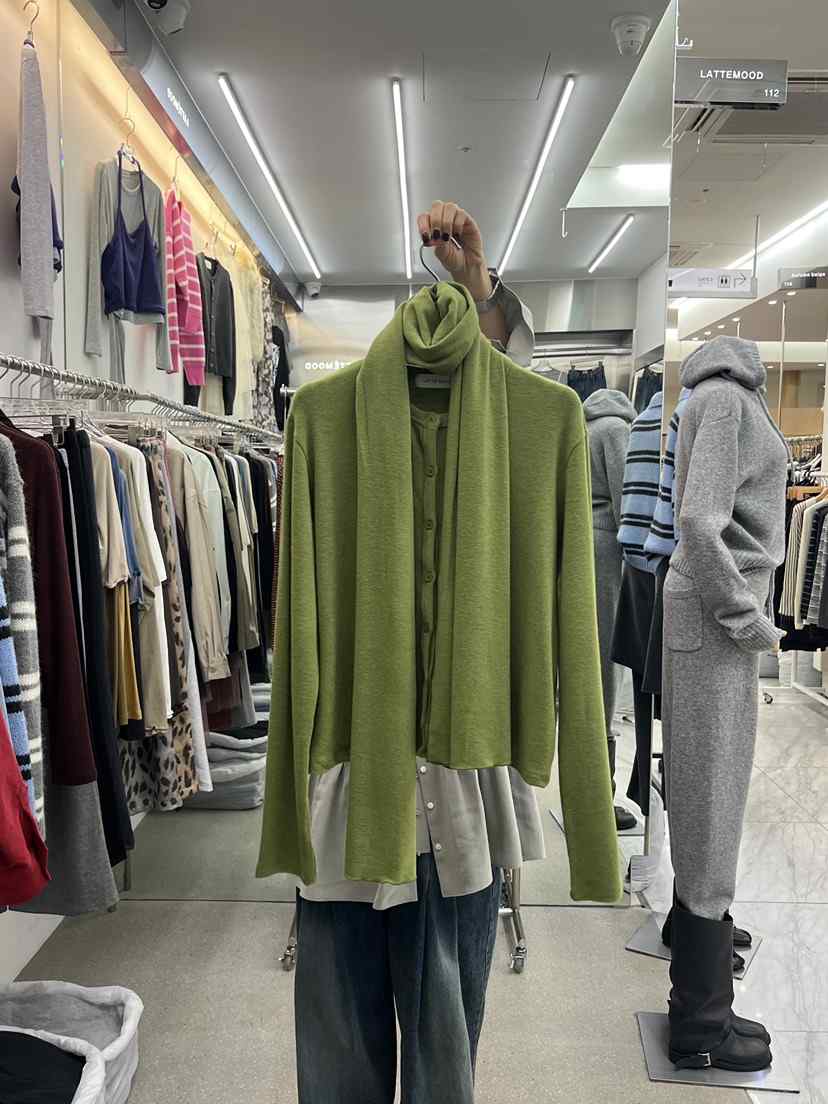 LATTEMOOD韓國直郵女士新品真品時尚推薦人氣開衫含圍巾開衫LATTEMOOD開衫