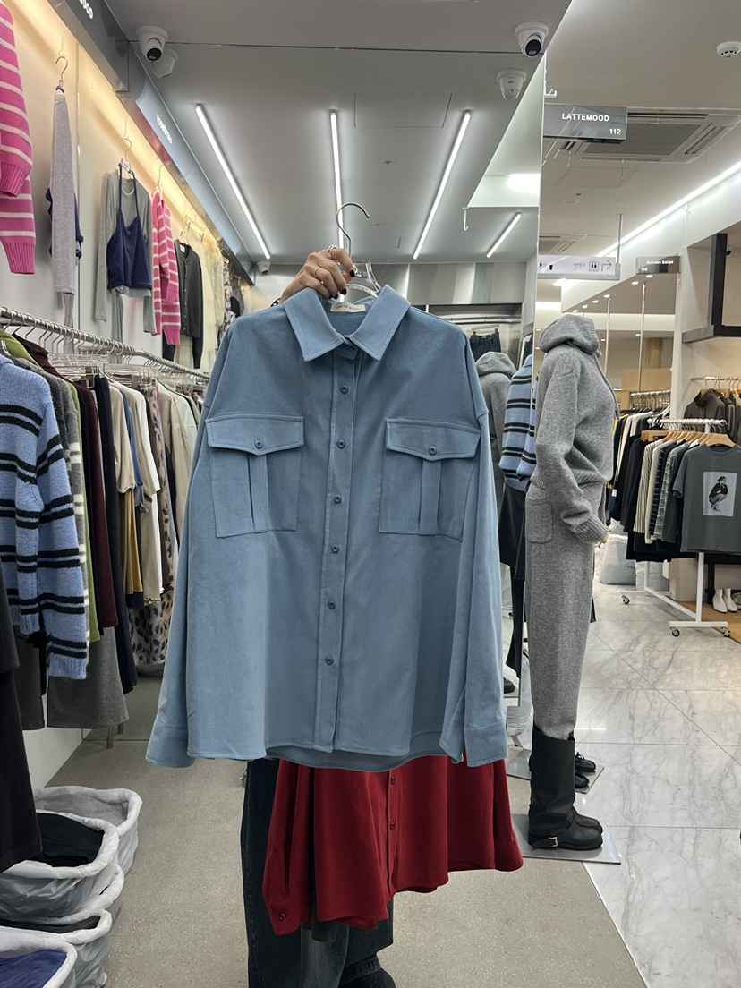 LATTEMOOD東大門實拍女士新品推薦時尚真品襯衫蕾絲衫口袋LATTEMOOD襯衫/蕾絲衫