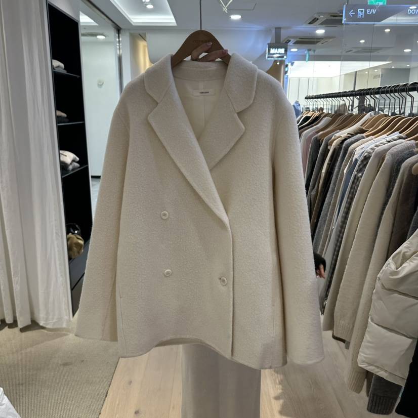 VERVEINE東大門直郵女士新品熱賣時尚休閑短款大衣手工雙層VERVEINE短款大衣