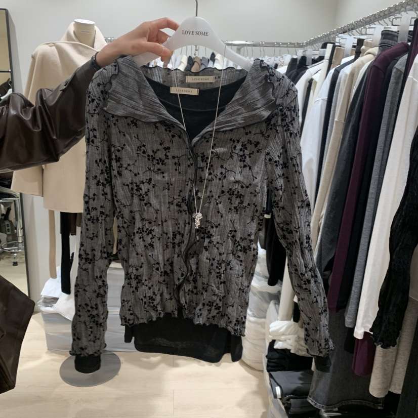 LOVE SOME韓國直郵女裝新品休閑熱賣人氣開衫不含內搭小花LOVE SOME開衫
