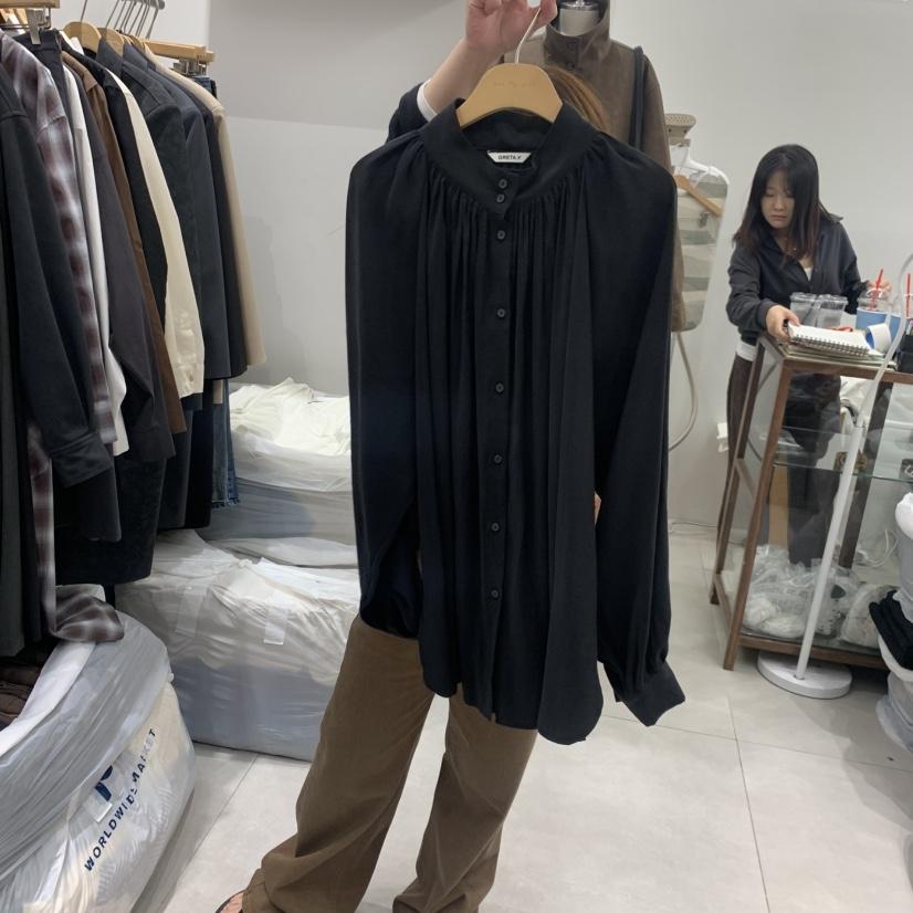 ANN MARGRET韓國代購女士新品休閑襯衫蕾絲衫高領GRETA.Y襯衫/蕾絲衫