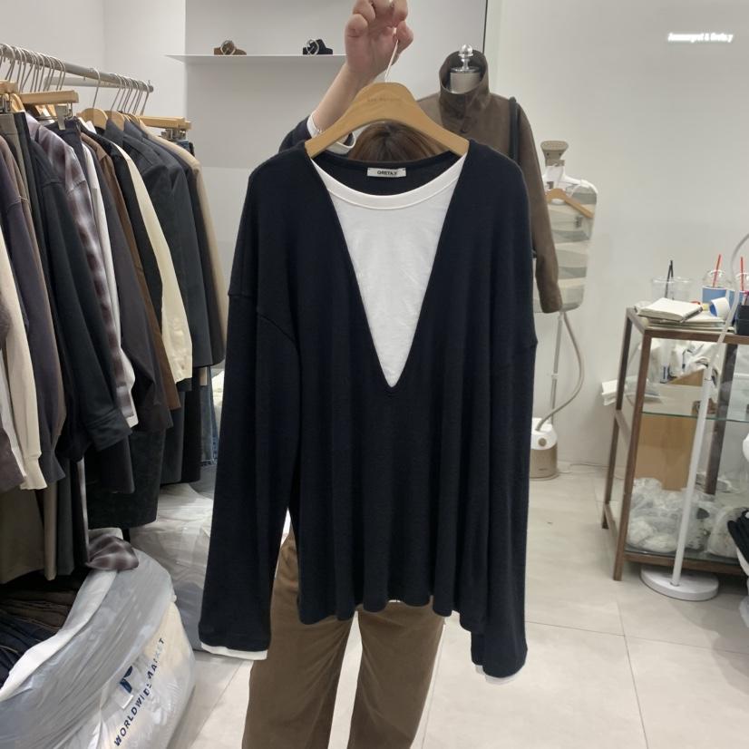 ANN MARGRET韓國代購女裝新品時尚長袖T恤假兩件GRETA.Y長袖T恤