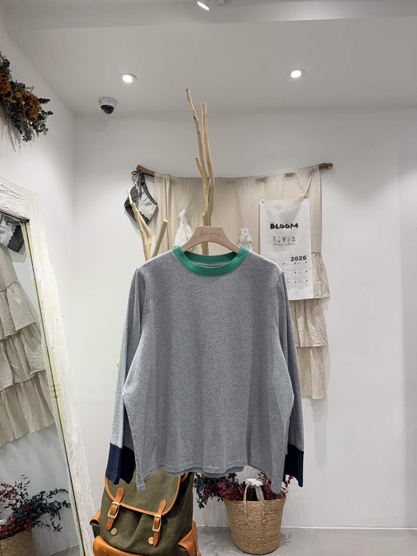 BLOOM東大門直郵女士新品熱賣人氣時尚真品長袖T恤棉質撞色BLOOM-S長袖T恤