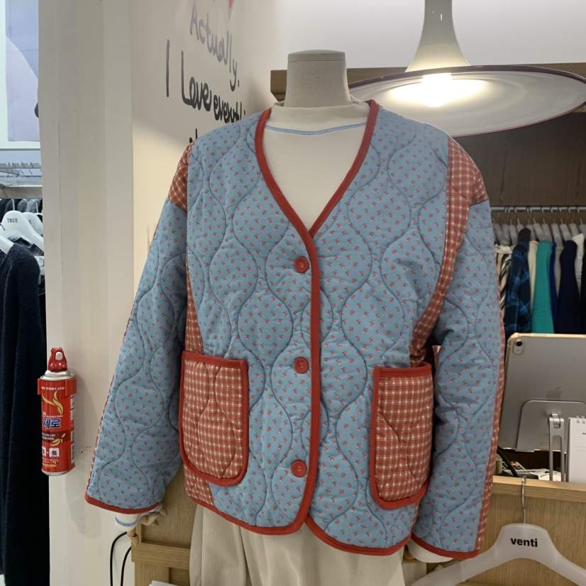VENTI韓國代購女士新品真品休閑時尚人氣短款棉服撞色絎縫棉VENTI短款棉服