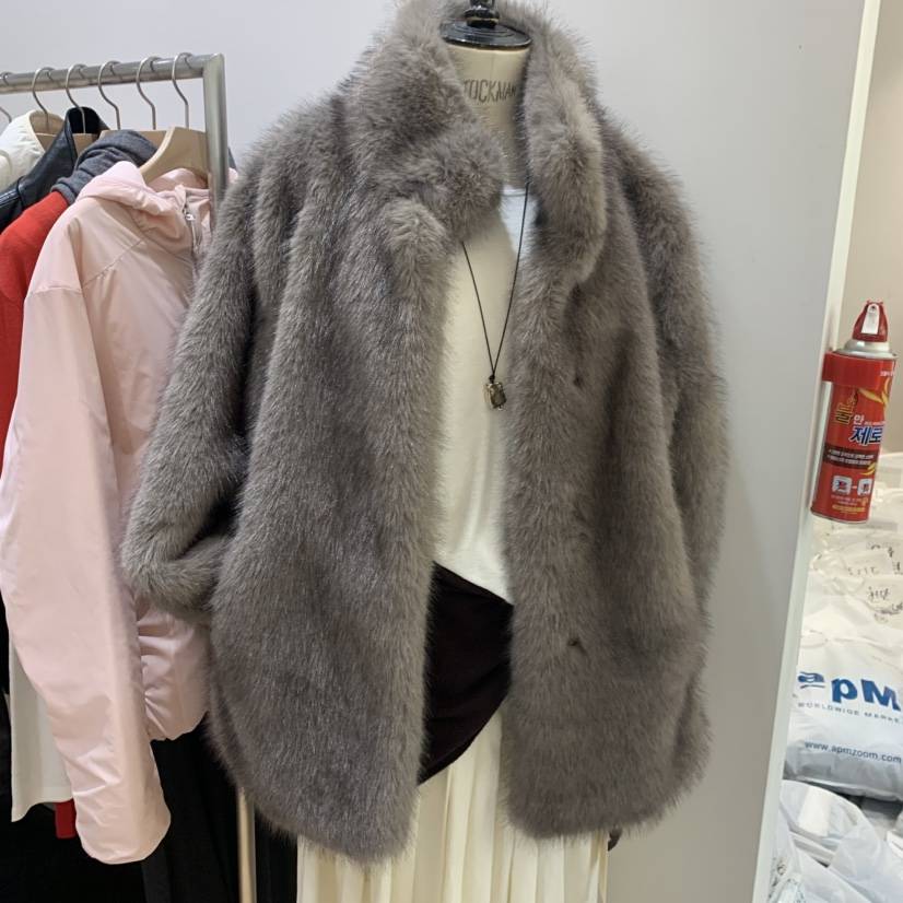 HAUS-A韓國代購女士新品熱賣真品人氣休閑時尚短款大衣皮草HAUSWOMEN短款大衣