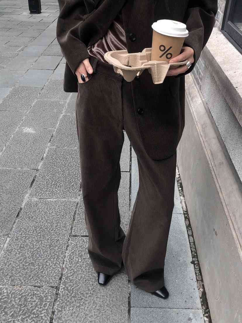 LE BUTTER韓國直郵女士新款推薦職業休閑褲不含腰帶燈芯絨LE BUTTER休閑褲