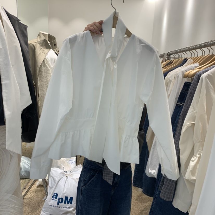 A東大門代購女士新品推薦職業休閑時尚人氣襯衫蕾絲衫含脖帶A STORE襯衫/蕾絲衫