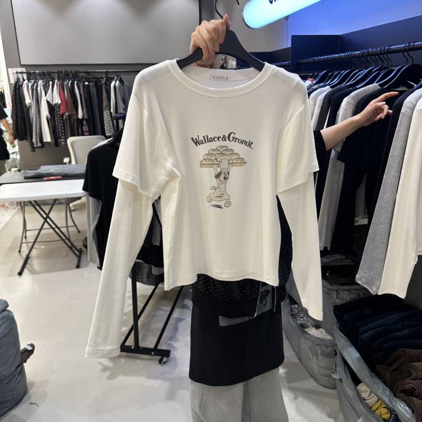 CREDITO韓國直郵女裝新款真品熱賣休閑推薦人氣時尚長袖T恤CREDITO長袖T恤