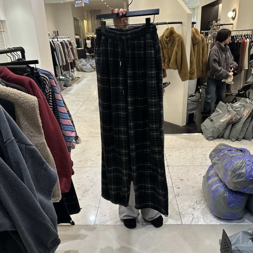 CREDITO東大門代購女裝新品真品人氣時尚休閑休閑褲格子絨CREDITO休閑褲