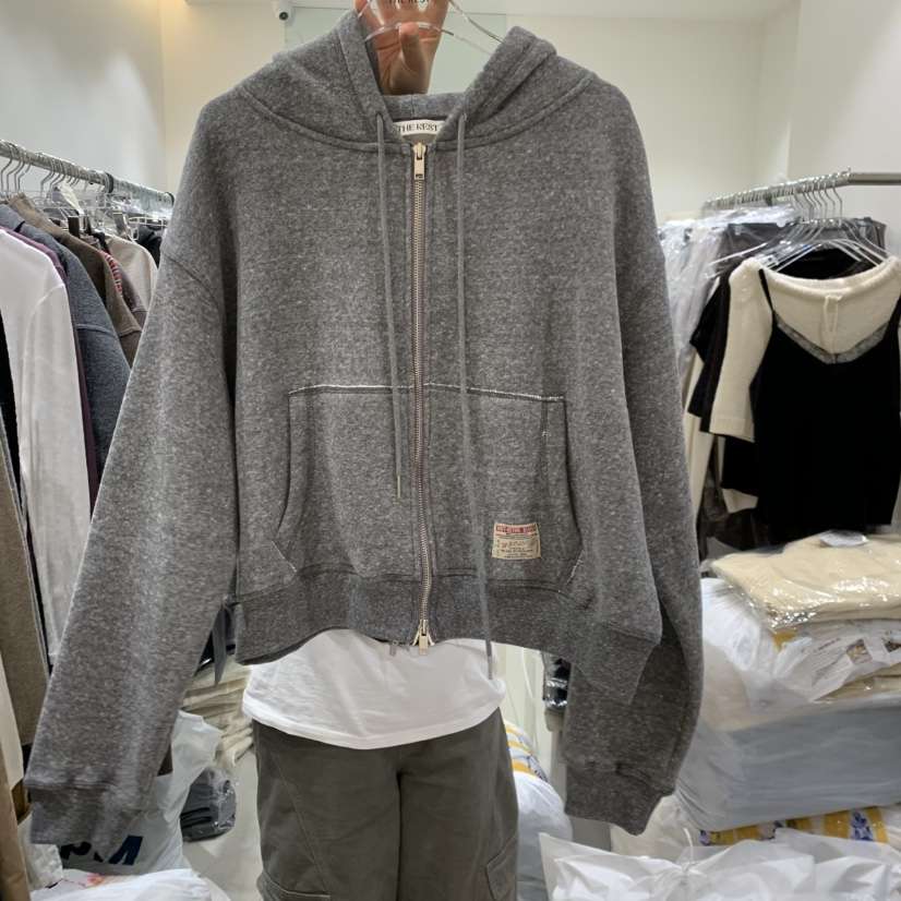 THE REST東大門直郵女裝新品時尚衛衣拉鏈連帽衫加絨磨毛雙面THE REST/UNNOEUD衛衣