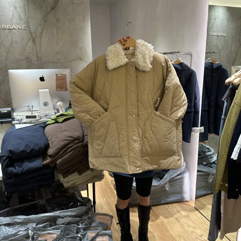 URBANE-P東大門實拍女裝新品時尚推薦人氣休閑短款棉服絎縫URBANE-P短款棉服