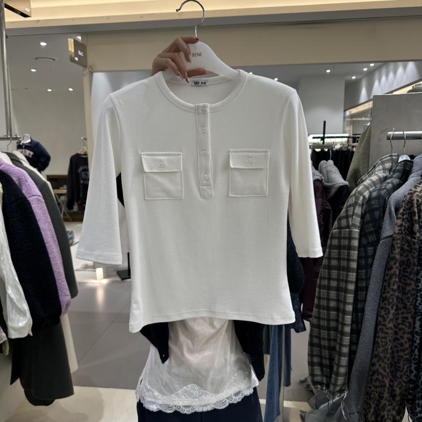BENE韓國代購女士新品推薦人氣熱賣真品時尚休閑T恤褶邊SHOP BENE_BeneT恤