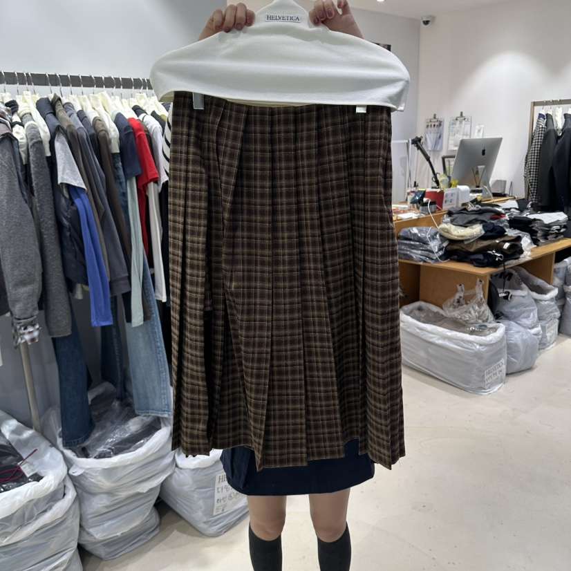 HELVETICA PLUS東大門直郵女士新品休閑半身裙中短裙褶皺HELVETICA半身裙/中短裙