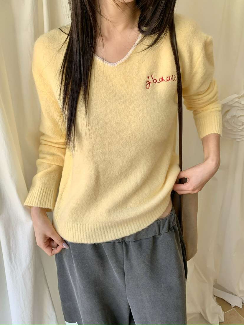 MAISONDEGLORY韓國代購女裝新品推薦真品休閑人氣針織衫V領Maison de glory針織衫