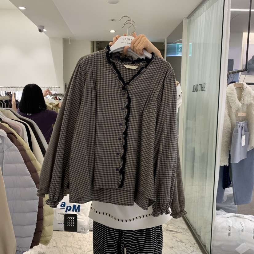 VENIR-A東大門實拍女裝新品推薦人氣休閑時尚襯衫蕾絲衫VENIR-A襯衫/蕾絲衫