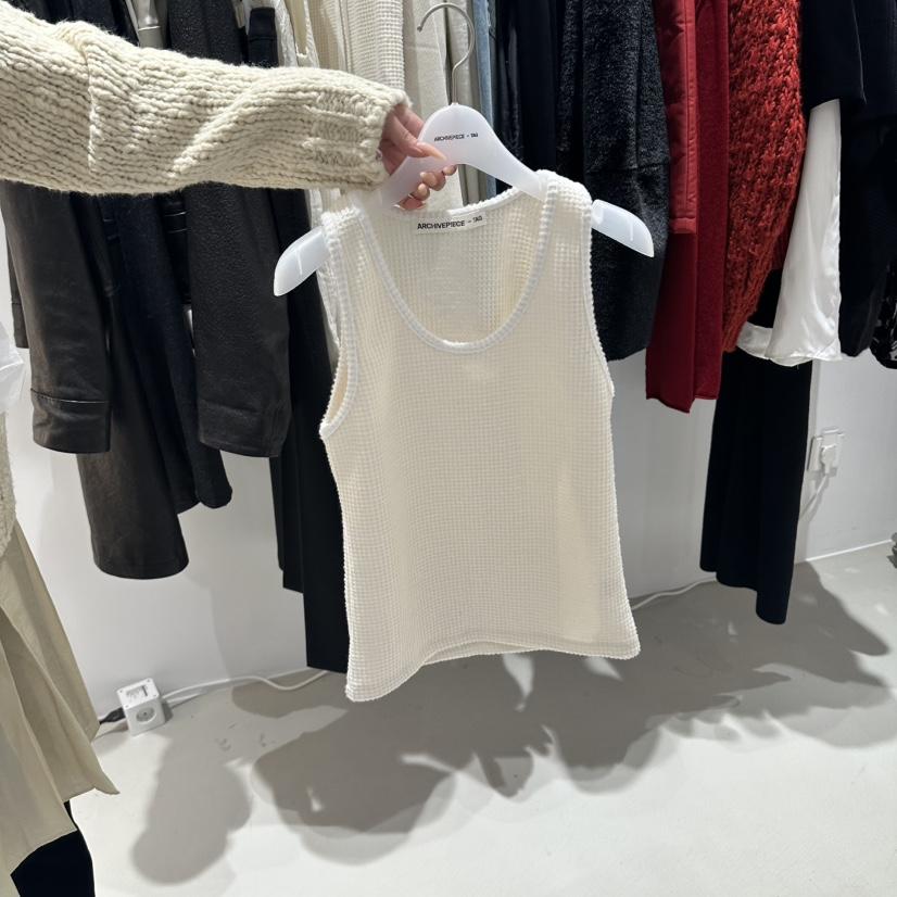 ARCHIVE PIECE東大門代購女裝新款熱賣休閑吊帶背心華夫格ARCHIVEPIECE TAG吊帶/背心
