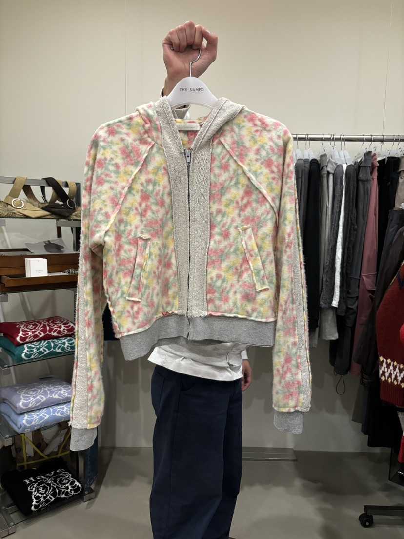 NAMED東大門實拍女士新品熱賣真品時尚衛衣拉鏈連帽衫花朵NAMED衛衣