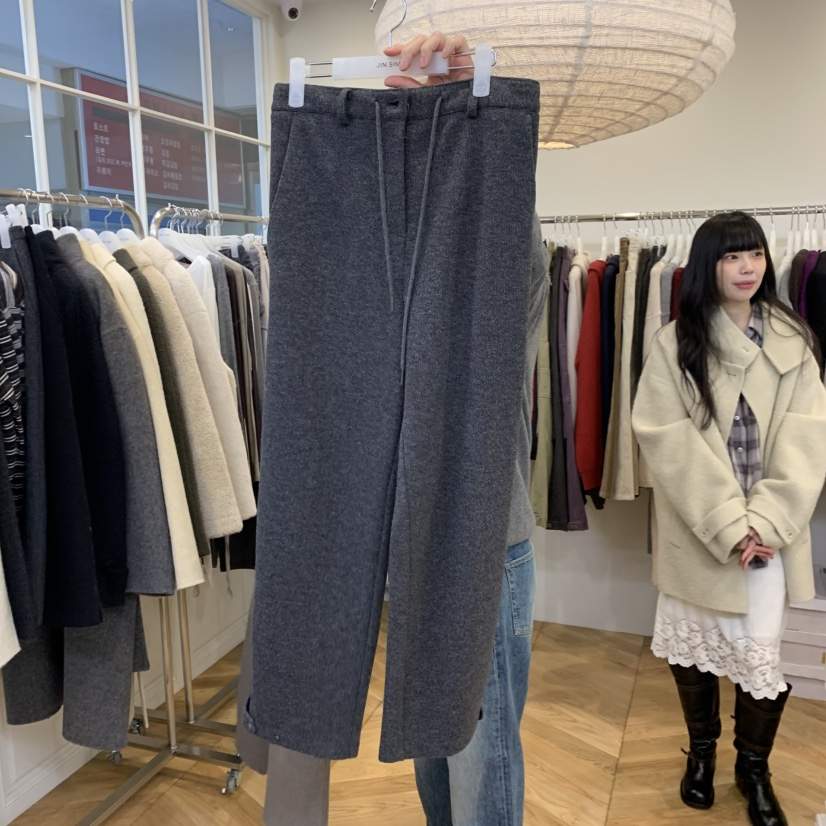 JINSIM韓國代購女裝新品推薦熱賣時尚人氣休閑褲保暖羅紋JINSIM休閑褲