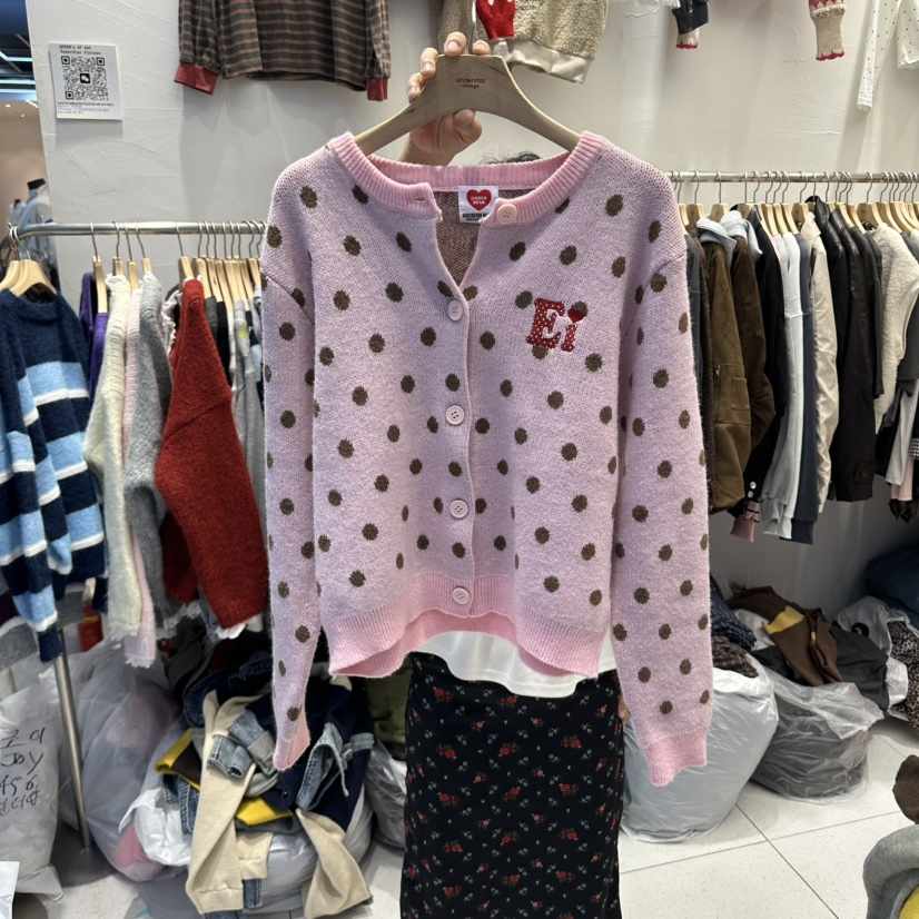 UNDERSTAR_VINTAGE韓國直郵女士新款推薦熱賣開衫圓點開衫UNDERSTAR_VINTAGE開衫