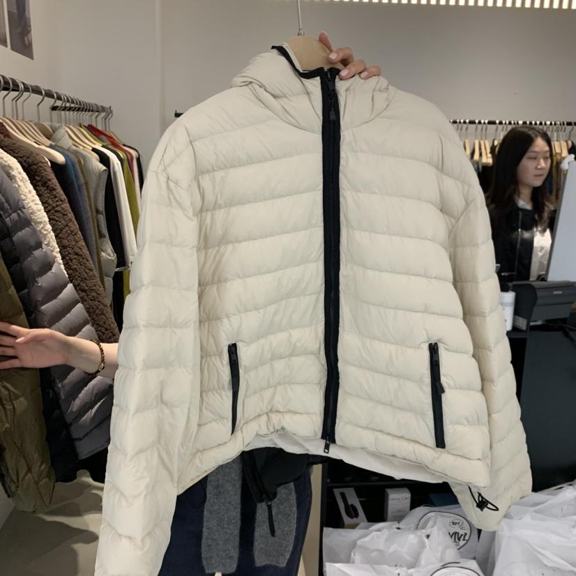 PLATE東大門實拍女士新品時尚休閑短款羽絨服奶油色連帽鴨絨ANOTHER PLATE MOOD WEAR短款羽絨服
