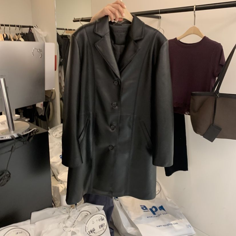 PLATE韓國代購女裝新品熱賣時尚休閑推薦真品人氣皮衣皮革ANOTHER PLATE MOOD WEAR皮衣
