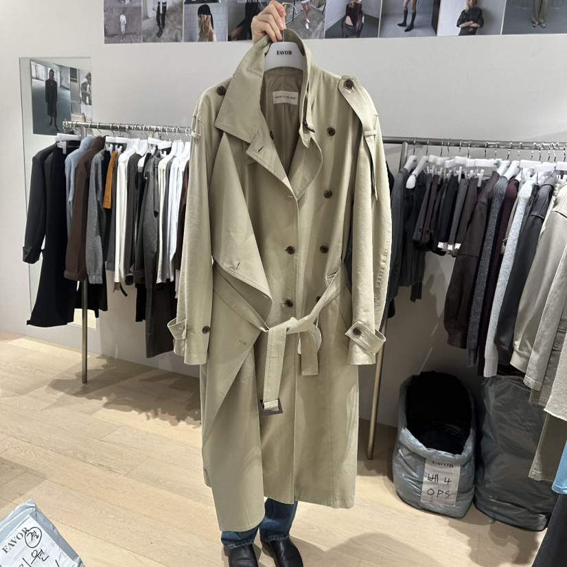 FAVOR-P韓國代購女裝新品人氣時尚熱賣休閑長款風衣含腰帶FAVOR-P長款風衣