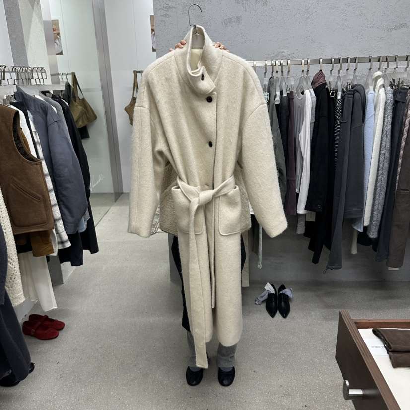 WEARABLE-L韓國代購女士新款推薦中長款大衣含手套含腰帶不含WEARABLE中長款大衣
