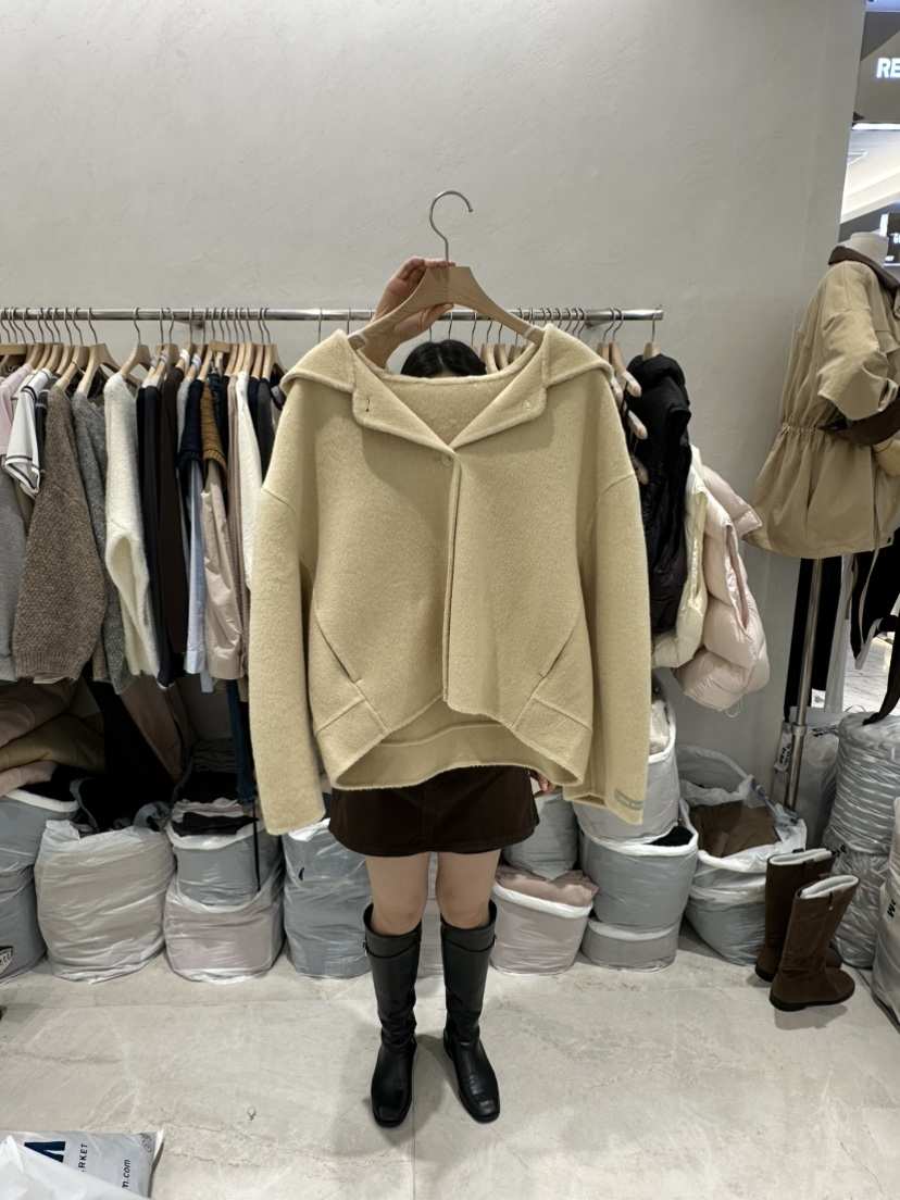 RE:FRESH-L韓國直郵女裝新品熱賣時尚推薦真品休閑短款大衣RE:FRESH-L短款大衣