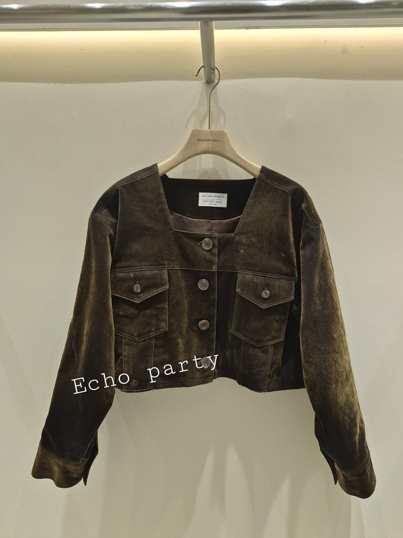 ECHOPARTY韓國直郵女士新品熱賣人氣推薦真品休閑夾克天鵝絨Echo party夾克