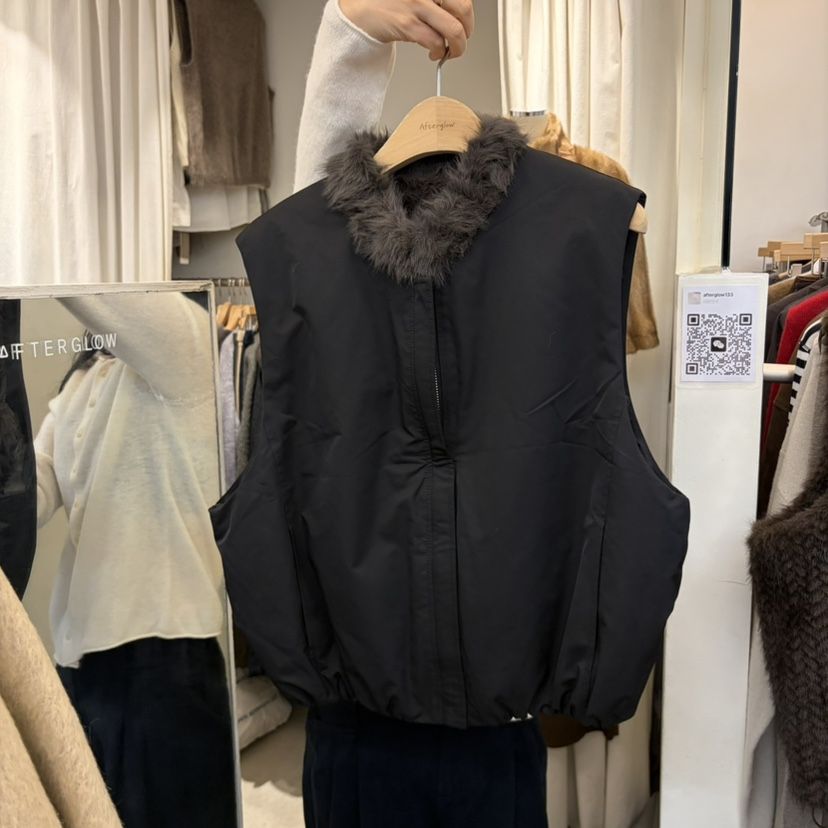AFTERGLOW東大門代購女士新款真品熱賣馬甲兩面穿毛皮雙面AFTERGLOW馬甲