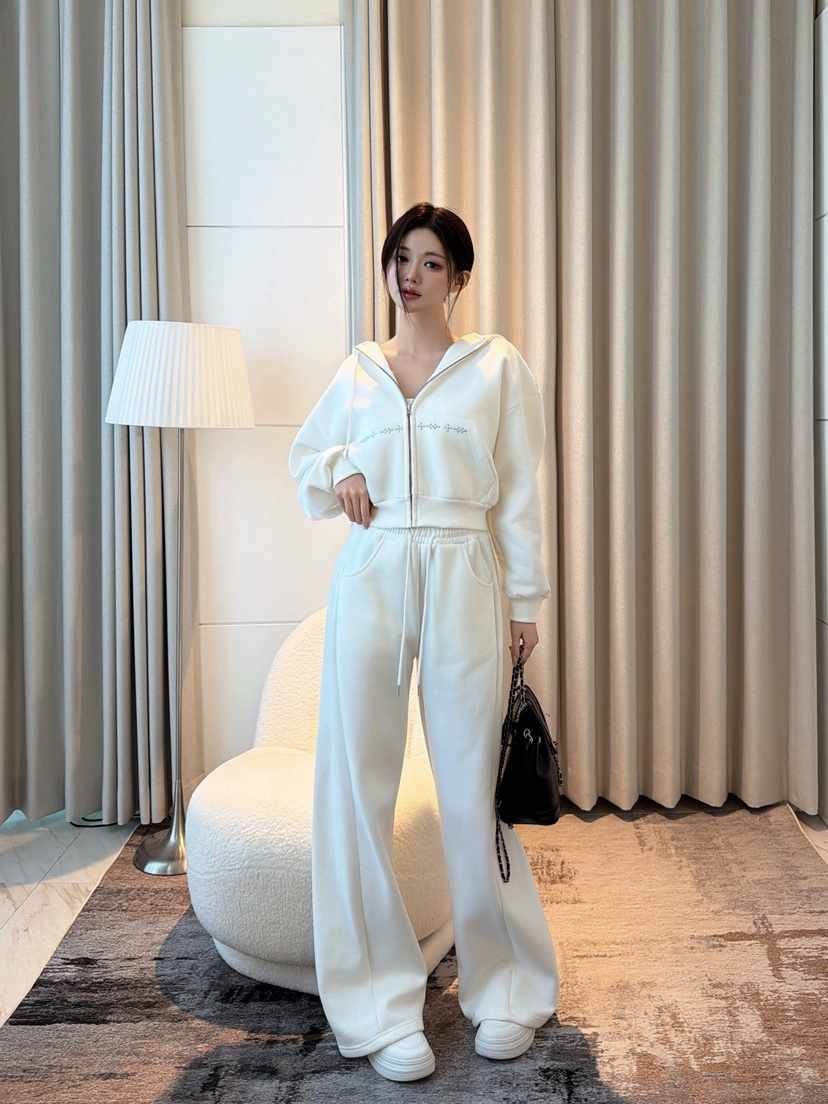 CLOTH韓國代購女裝新品時尚人氣熱賣休閑推薦套裝連帽衫抓絨CLOTH套裝