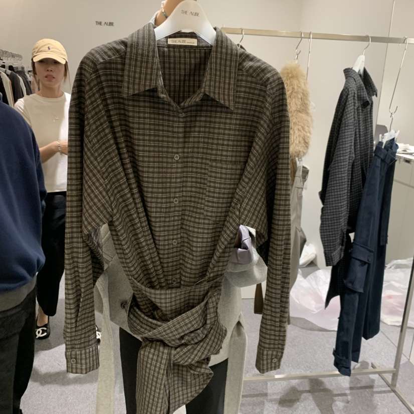 AUBE韓國代購女裝新品人氣真品推薦時尚休閑襯衫蕾絲衫北歐THE AUBE襯衫/蕾絲衫