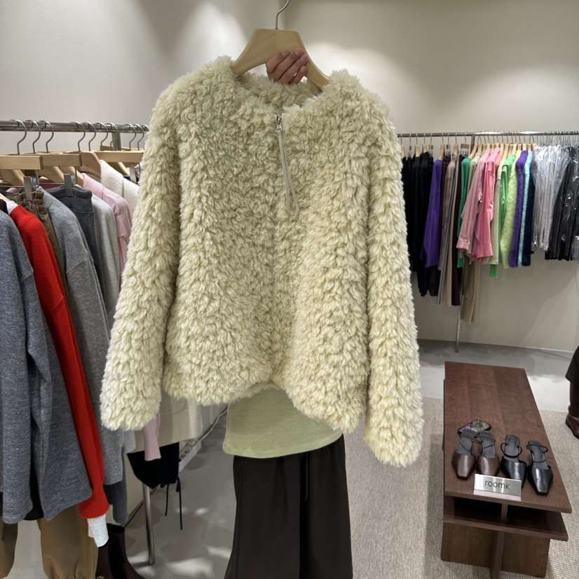 ROOM K-P韓國直郵女士新品熱賣休閑真品短款大衣毛皮雙面ROOM K-P短款大衣