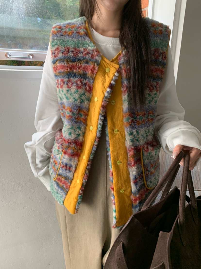 MAISONDEGLORY東大門實拍女裝新款人氣馬甲不含內搭毛皮雙面Maison de glory馬甲